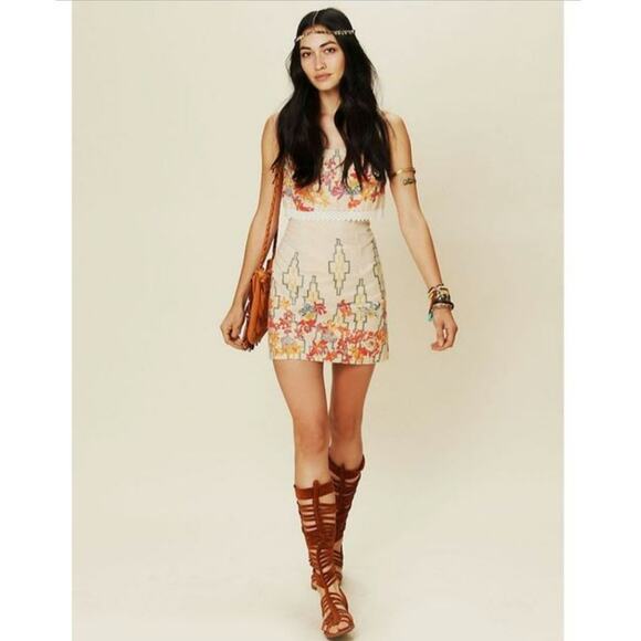 Free People Big Bang Aztec Boho Size 2 Mini Dress - Picture 1 of 6